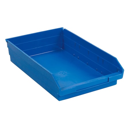 Global Industrial Shelf Storage Bin, Polypropylene, Blue, 4 in H, 11-1/8 in W 184846BL